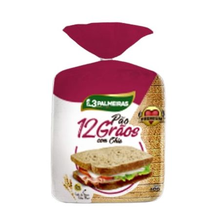PÃO 3 PALMEIRAS 12 GRÃOS + CHIA 400G