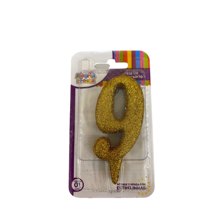 VELA ESTILO PREMIUM ALEGRIA&FESTA N°9 DOURADO     
