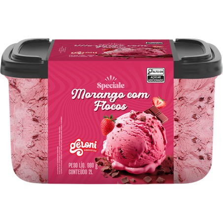 Sorvete Geloni 2l Speciale Morango Flocos