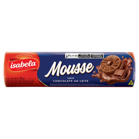 Biscoito Recheado Isabela 130g - Mousse - Chocolate e Leite