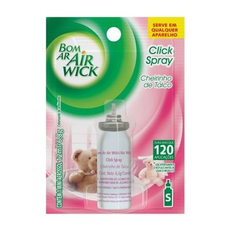 Refil odorizador bom ar click spray cheirinho de talco 12ml