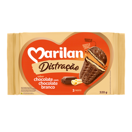 Biscoito marilan distração chocolate com chocolate branco 280g