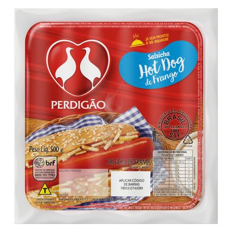 SALSICHA DE FRANGO HOT-DOG PERDIGÃO COM 12 UNIDADES
