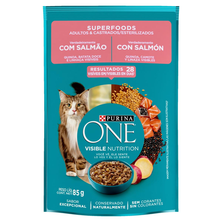Alimento para Gatos Purina One 85g - Superfoods - Salmão - Sachê