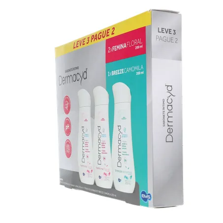 KIT SABONETE ÍNTIMO LÍQUIDO DERMACYD BREEZE CAMOMILA 200ML + 2 UNIDADE FEMININA FLORAL 200ML LEVE 3 PAGUE 2 360-6