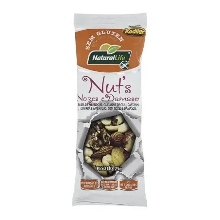 Barra Cereal Kodilar 25g Nat Life Nuts Sem Gluten Damasco Nozes