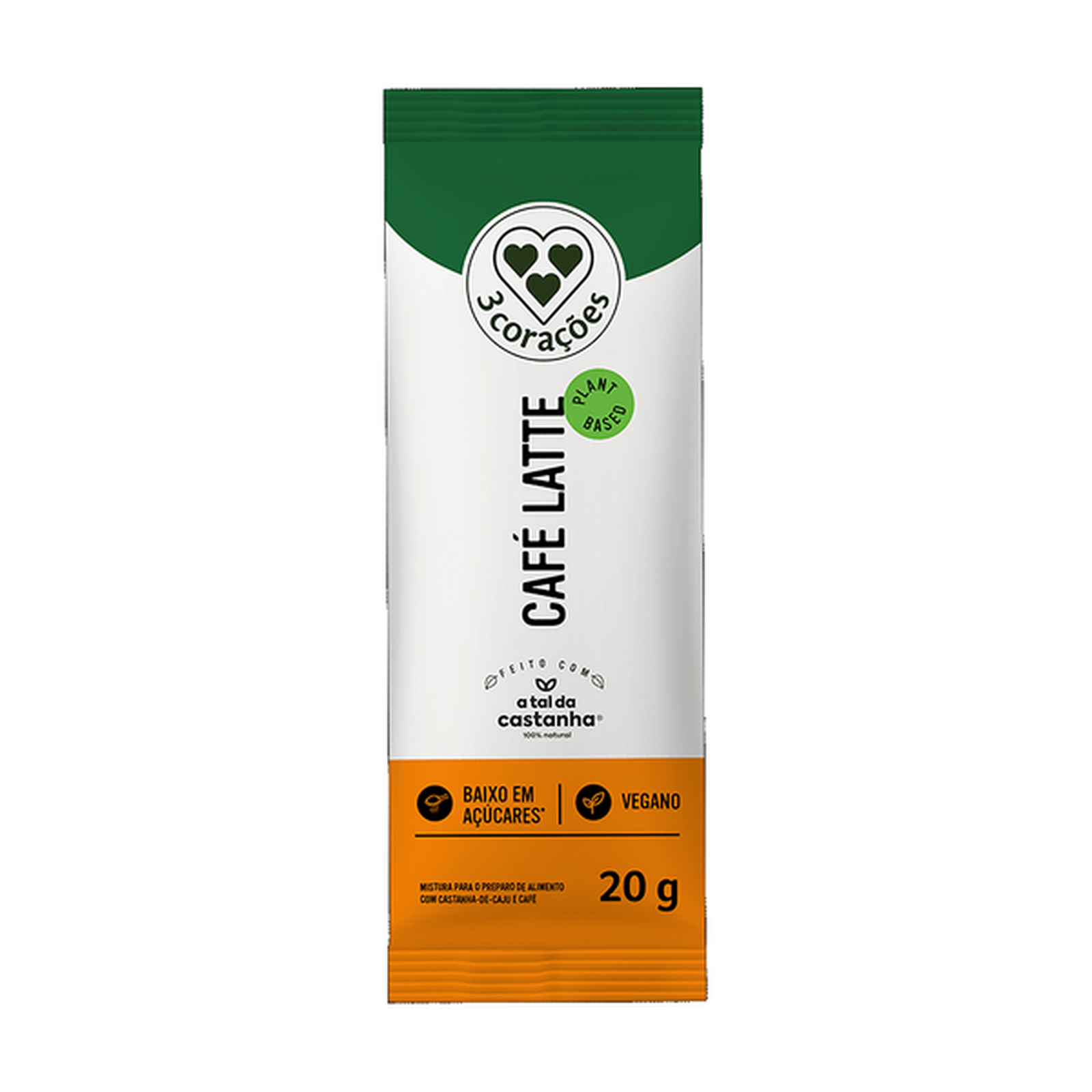 Café com Leite Vegetal 3 Corações Sachê 20g