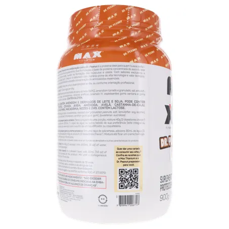 SUPLEMENTO WHEY PROTEIN MAX TITANIUM DR.PEANUT DOCE DE LEITE POTE 900G 360-26