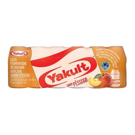 Pack leite fermentado yakult 80gr pêssego c/6
