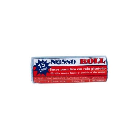 SACO LIXO AZUL NOSSO ROLL 15LT C/100