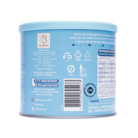 Café 3 corações com leite zero açúcar 265g 360-32