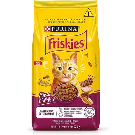 RACAO FRISKIES GATO CASTRADOS CARNE 3KG