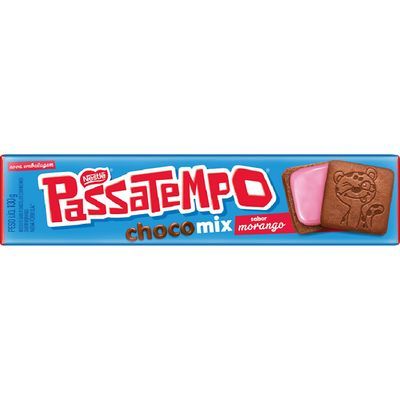 Biscoito recheado chocolate e morango passatempo 130g