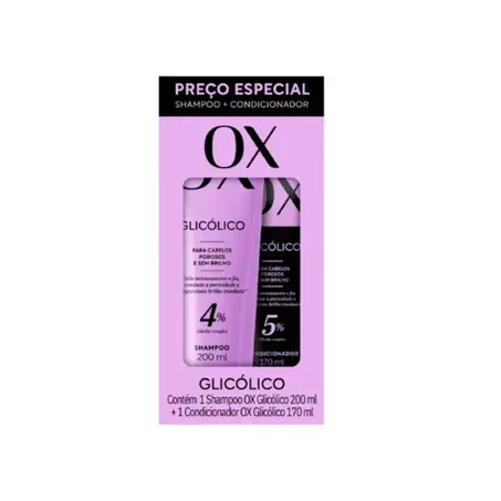 Kit Shampoo 200ml + Condicionador 170ml Ox Glicólico un