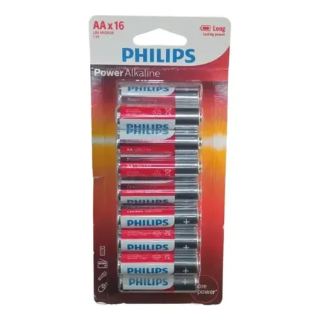 Pilha Alcalina Philips Aa Com 16 Unidades