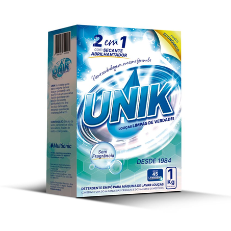 Detergente em Pó Para Máquina de Lavar Louças Sem Fragrância Unik 1Kg