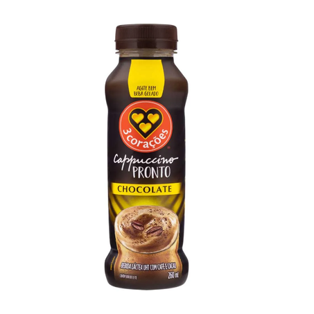Bebida Láctea UHT 3corações Cappuccino Chocolate Frasco 260ml