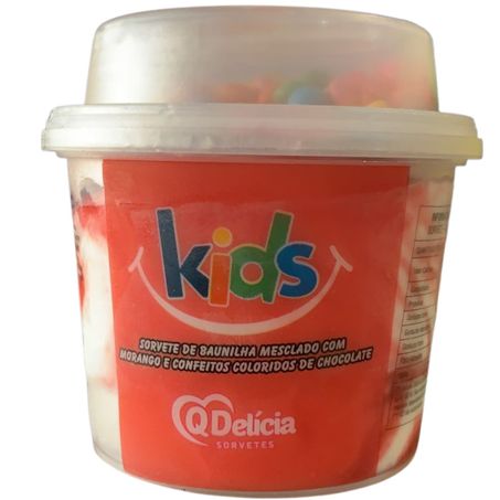 Sorvete qdelicia kids baunilha com morango un