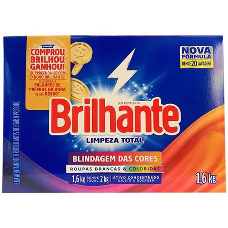 Lava roupas em pó brilhante limpeza total caixa 1,6kg