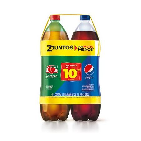 Kit Refrigerante Guaraná Antarctica + Cola Pepsi Cada Leve Mais Pague Menos 2LT