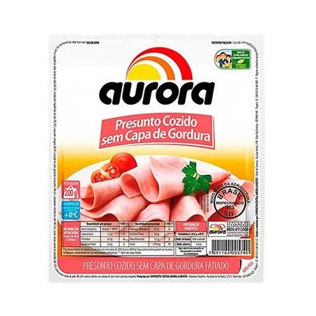 Presunto cozido aurora 180g fatiado