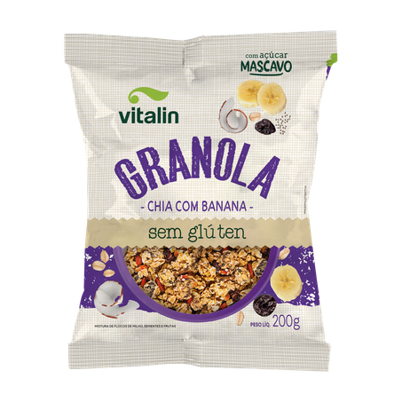 GRANOLA SEM GLÚTEN/LACTOSE VITALIN CHIA COM BANANA 200G
