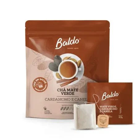 Cha baldo mate sabor canela e cardamomo 25g com 10 saches