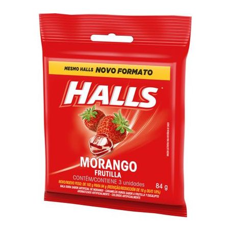 Bala Halls Morango Embalagem 84G