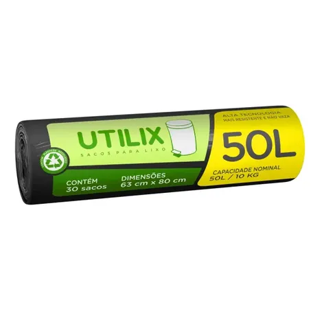 Saco P/Lixo Utilix Roll Pto 50l C/30 Und