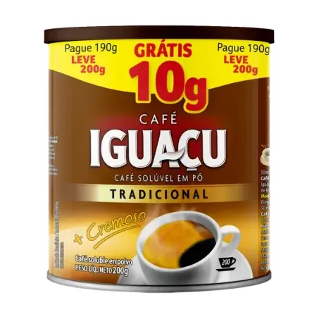Café Solúvel em Pó Iguaçu Tradicional + Cremoso Lata 200gr