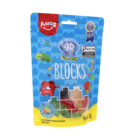 Bala de Gelatina Amos Gummy Blocks Sachê 72gr 360-34