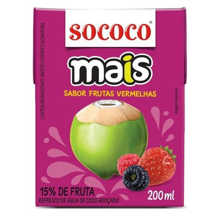 Agua de coco sococo frutas vermelhas 200ml