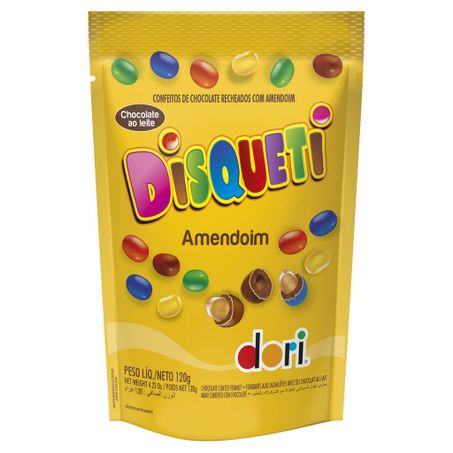 Confeito Chocolate Dori Disqueti Amendoim Colorido Pacote 120g 
 