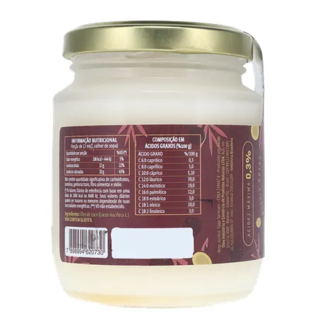 Óleo de Coco Santo Óleo Extra Virgem  Pote de Vidro 200ml 360-26