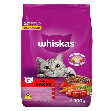 RAÇÃO WHISKAS CARNE 900G ADULTO 360-1
