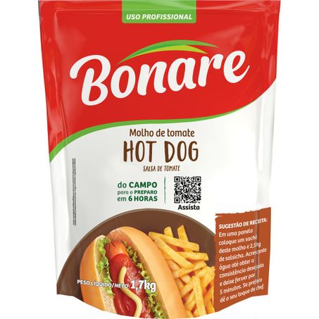 MOLHO TOMATE GOIAS VERDE BONARE HOT DOG 1,7KG