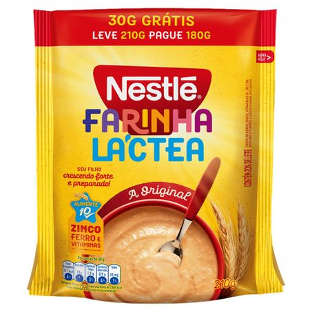 Farinha Láctea Nestlé Tradicional Sachê Leve 210g Pague 180g 
 