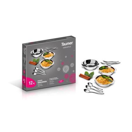 Conjunto de sobremesa taumer 12 peças em aço inoxidável