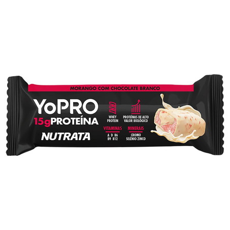 Barra Nutrata  Yopro 55g - Morango/ Chocolate Branco