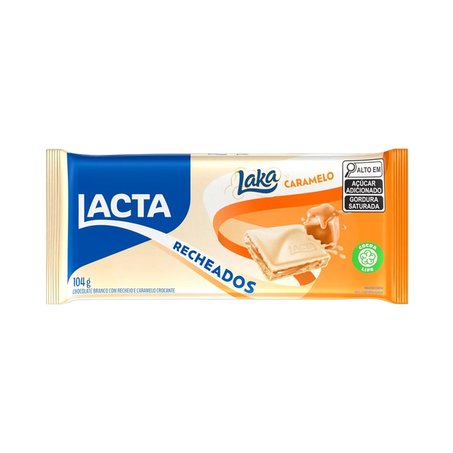 Chocolate barra lacta rechados laka caramelo 104g