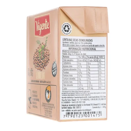 LENTILHA EM CONSERVA IMPORTADO DA ARGENTINA VIGENTE TP 200G 360-25