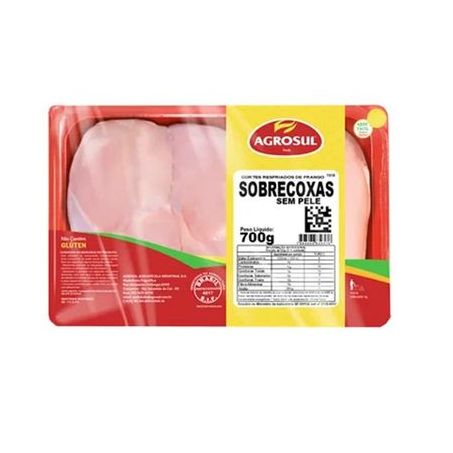Sobrecoxa sem pele resfriado agrosul bandeja 700g