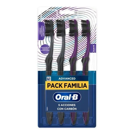 Escova dental carvão família oral b c/4
