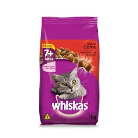 Racao whiskas 1kg pct carne 7+anos