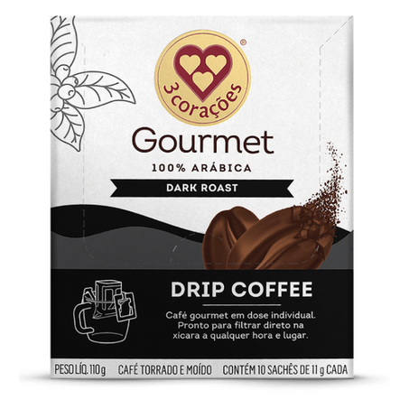 Café Gourmet Drip Coffee Dark 3 Corações 100g