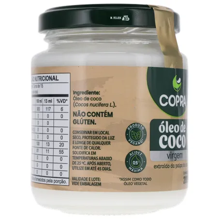 Oleo de coco copra virgem 200ml 360-30