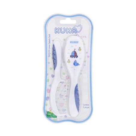 Kit escova e pente cab kuka soft azul
