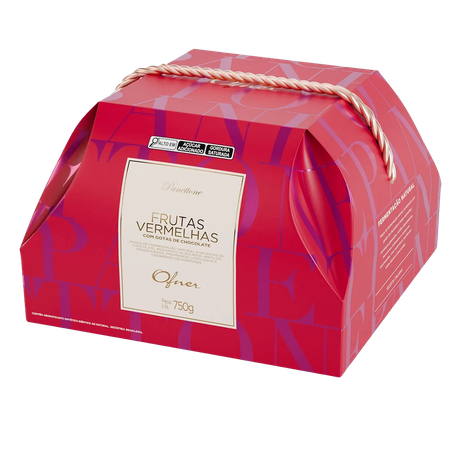 Panettone Ofner Genovês Frutas Vermelhas Com Gotas de Chocolate 750g