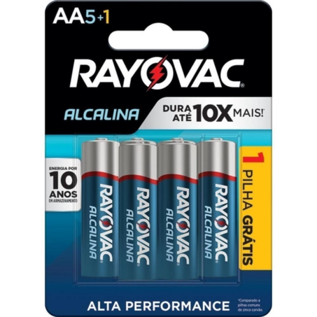 Pilha sm alcalina rayovac aa5+1 promo leve 6 pague 5