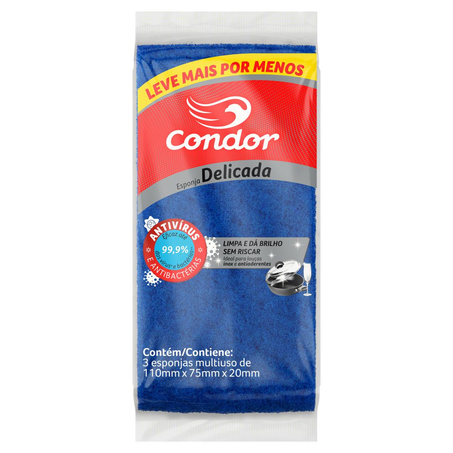 Esponja Condor Delicada - Com 3 Esponjas